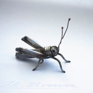 Grasshopper Sculpture, Made and ready to ship, Recycled Art, Repurposed, Scrap Metal Art, Metal Insect image 4