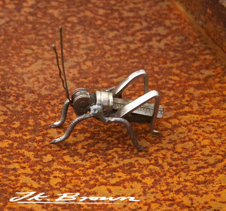 Grasshopper Sculpture, Made and ready to ship, Recycled Art, Repurposed, Scrap Metal Art, Metal Insect image 7