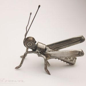 Grasshopper Sculpture, Made and ready to ship, Recycled Art, Repurposed, Scrap Metal Art, Metal Insect image 6