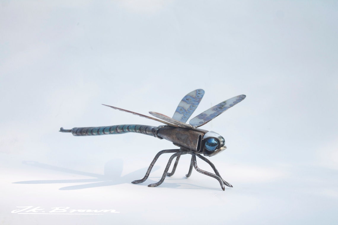 Dragonfly Sculpture Made From Scrap Metal Emperor Dragonfly Etsy
