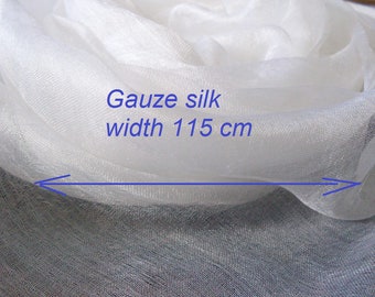 Preis für 1 Meter, Reine Seide Margilan Nunofilzen, Gaze Seide, Usbek Seide, Breite 115 cm.