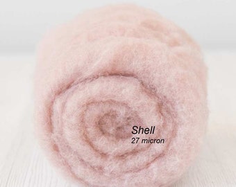 50gr (1.77 oz) Carded Maori wool, for felting and needle felting, carded Wool Batt, 100% wool, Color: Shell