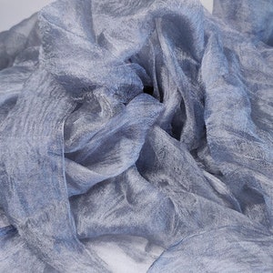 Price for 2 meters, Pure 100% Silk margilan (made in Uzbekistan), for nunofelting, gauze silk, width 88 -90 cm. Colour: Grey