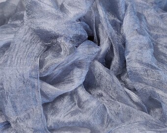 Price for 2 meters, Pure 100% Silk margilan (made in Uzbekistan), for nunofelting, gauze silk, width 88 -90 cm. Colour: Grey