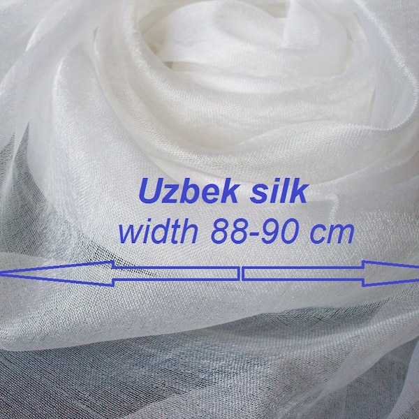 Pure margilan 100 % soie pour nunofelting, gaze de soie, soie ouzbek, largeur 88 -90 cm.