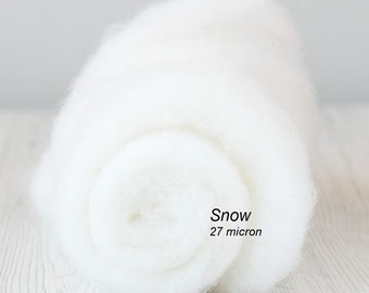 50gr (1.77 oz) Carded Maori wool, for felting and needle felting, carded Wool Batt, 100% wool, Color: Snow