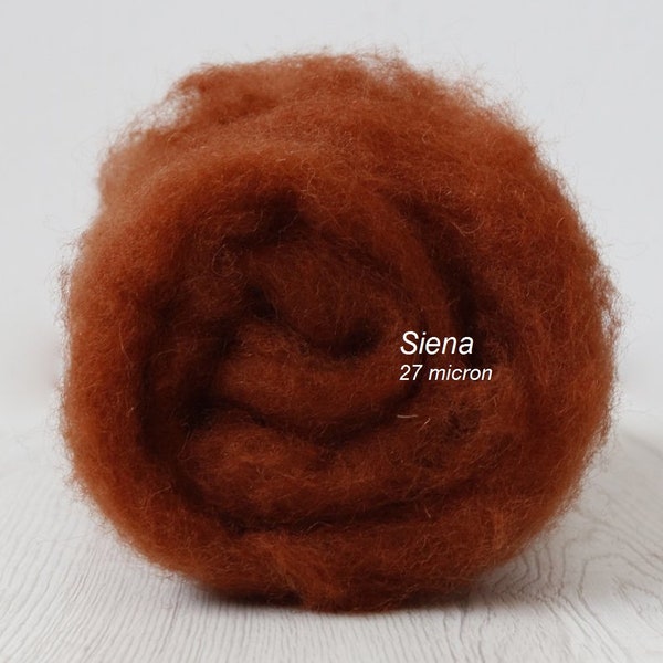 50 g (1,77 oz) de laine maorie cardée, pour le feutrage et le feutrage à l'aiguille, laine molletonnée cardée, 100 % laine, Couleur : Sienne