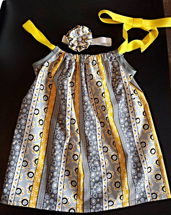 Items similar to Flower Baby Girl Pillowcase Dress with Matching Headband on Etsy