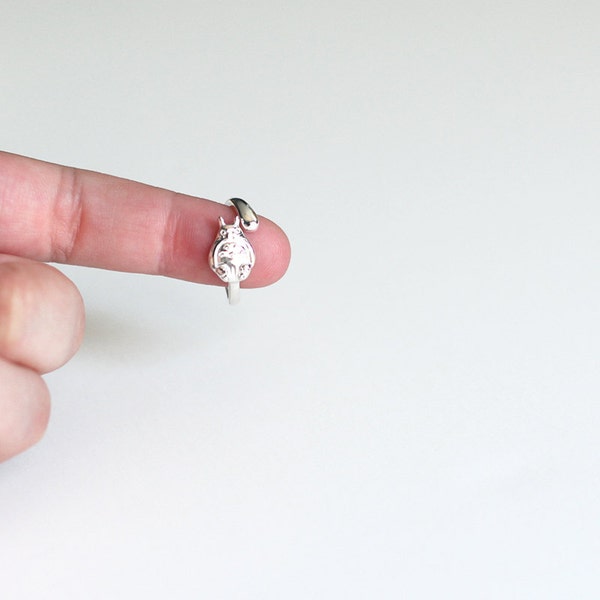 Totoro ring, adjustable totoro sterling 925 silver ring
