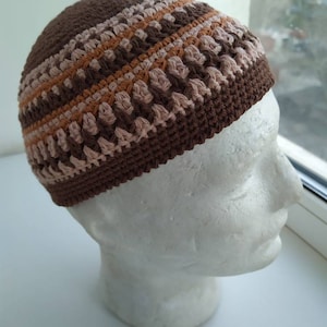 Joe Zawinul hat - Skull Cap Cotton kufi - Mens short beanie - Fusion style music-crochet summer hat - Universal style Menswear - COTTON 100%