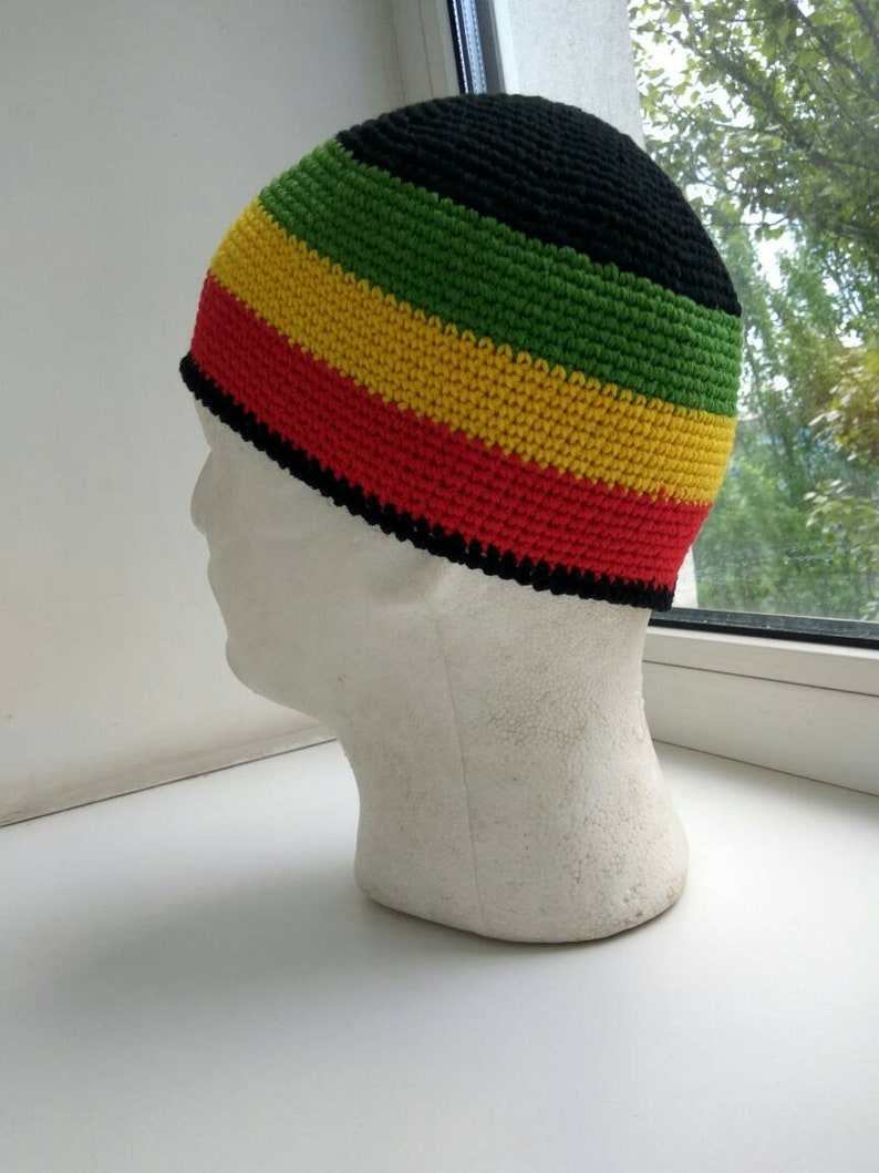 Rasta punk crochet hat Bob Marley hat Skullcap Cotton kufi Etsy