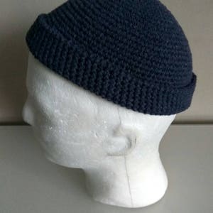 DOCKER STYLE Beanie Cap - Watch Cap - Leon Hat - Navy Skull Cap Cotton kufi - Mens short beanie - Unisex short beanie - Universal style hat
