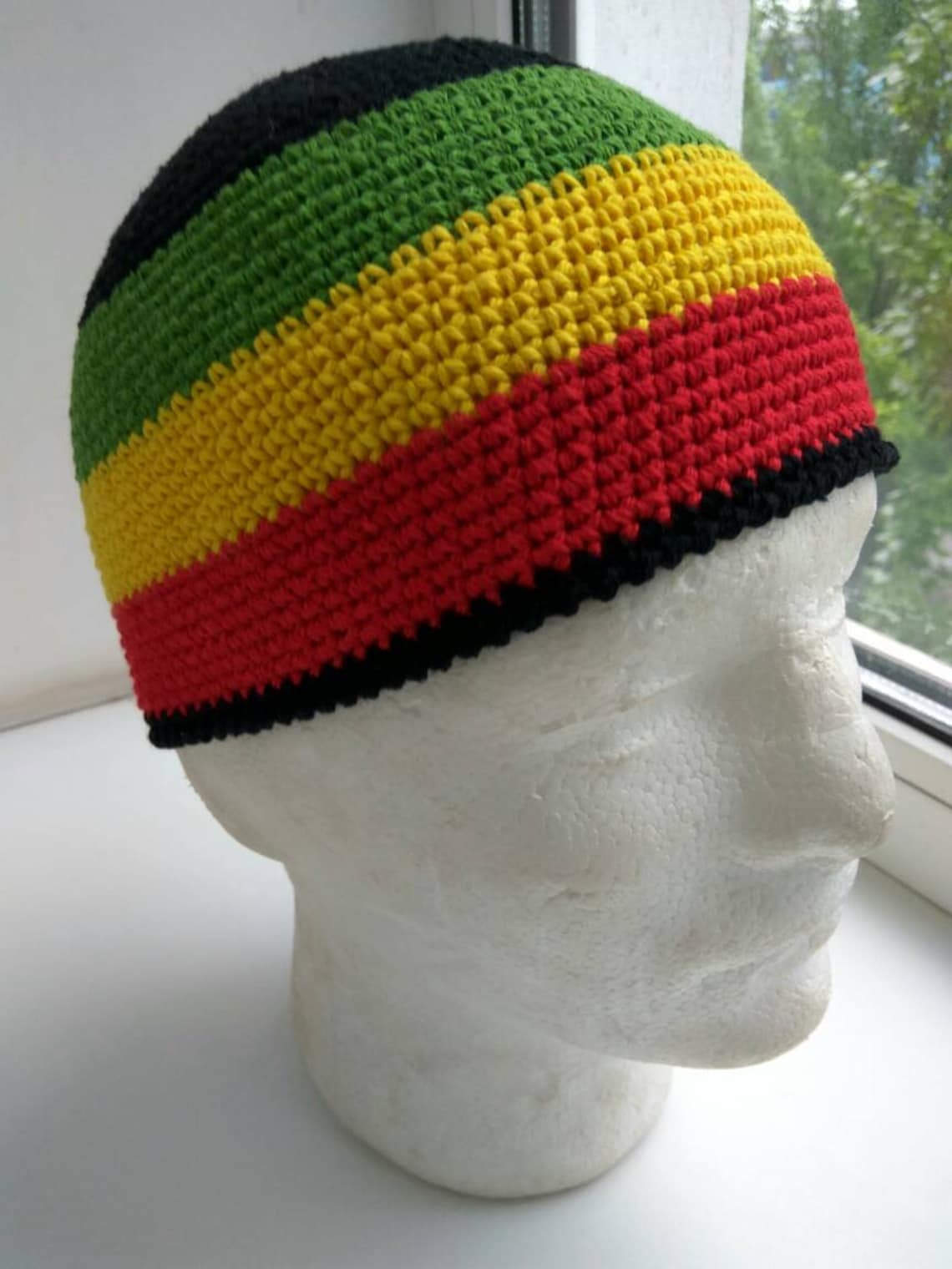 Rasta Punk Crochet Hat Bob Marley Hat Skullcap Cotton Kufi Etsy