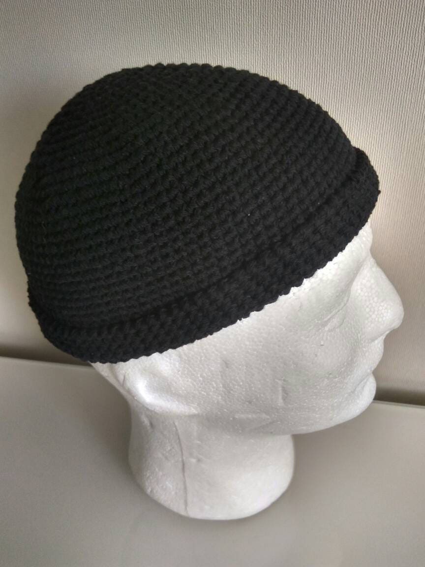 Skull Cap Cotton Kufi - Black Color - Woody Harrelson Hat - Mens
