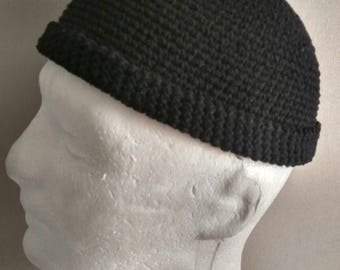 DOCKER STYLE Beanie Cap - Watch Cap - Leon Hat - Black Skull Cap Cotton kufi - Mens short beanie - Unisex short beanie - Universal style hat