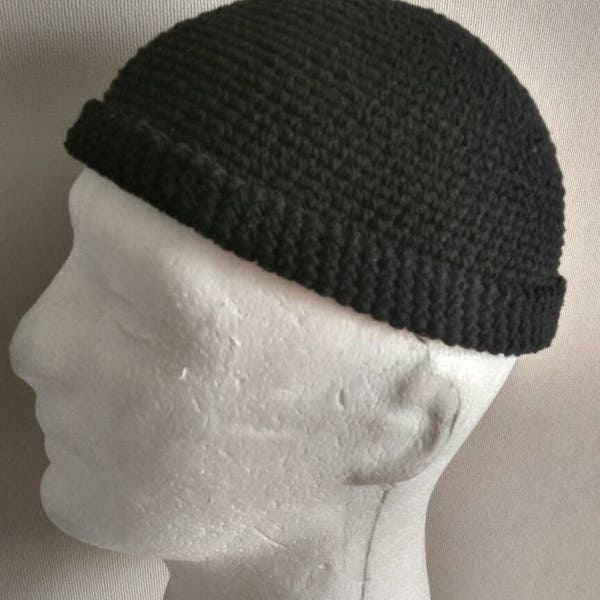 DOCKER STYLE Beanie Cap - Watch Cap - Leon Hat - Black Skull Cap Cotton kufi - Mens short beanie - Unisex short beanie - Universal style hat