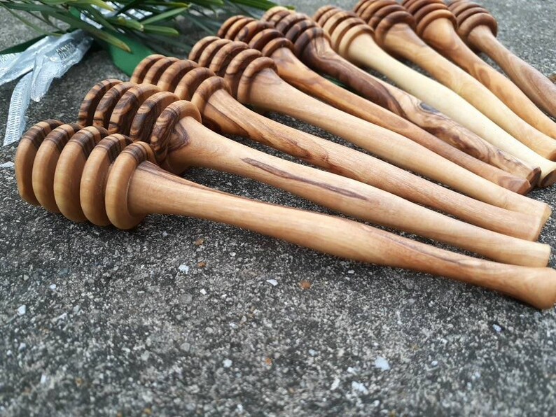 Olive Wood Honey Dippers 10 Piece Set Party Favors Wedding Etsy
