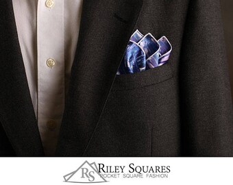 Blue and White Pocket Square, Pocket Handkerchief, Fashion Accessories, Beachy Pocket Square