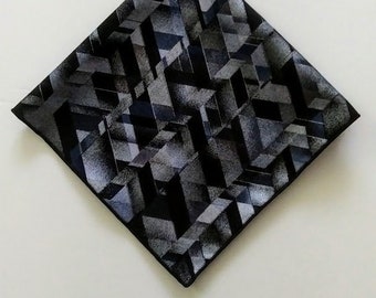 Black, Gray, Blue and Silver Pocket Square/Handkerchief/Fashion