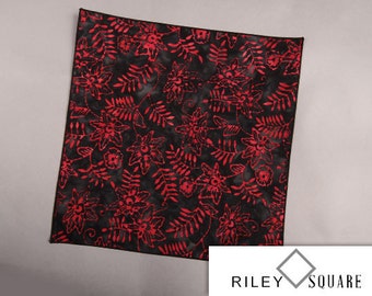 Red and Black Batik Pocket Square/Handkerchief/Fashion Accessories