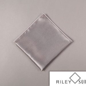 Silver Satin Pocket Square, Christmas Gift for Him, Stocking Stuffers for Men, New Years Eve, Wedding Handkerchief