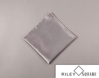 Silver Satin Pocket Square, Christmas Gift for Him, Stocking Stuffers for Men, New Years Eve, Wedding Handkerchief