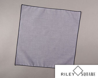 Blue Chambray Pocket Square, Formal or Casual Pocket Square, Handkerchief, Fashion Accessories