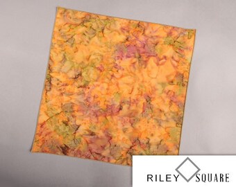 Orange, Green and Violet Batik Pocket Square/Desert Sunset/Fashion Handkerchief