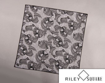 Gray, White and Black Pocket Square/Fashion Handkerchief/Accessories