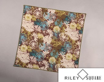 Turquoise, Lime, Olive, Cream and Brown Abstract Design Pocket Square/Handkerchief/Fashion