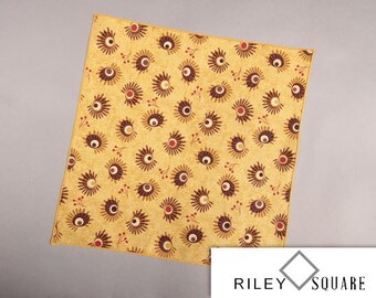 Brown and Gold Pocket Square/Whimsical Pocket Square/Handkerchief/Fashion