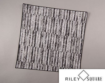 Black and Gray Pocket Square, Stonehenge Pocket Square, Silver Metallic, Handkerchief, Fashion Accessories