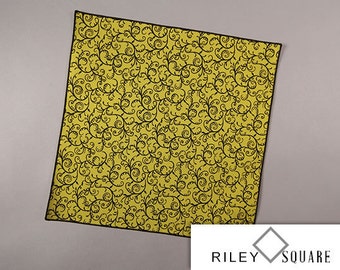 Lime and Black Pocket Square, Formal or Casual Pocket Square, Handkerchief, Fashion Accessories
