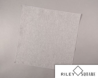 Linen Blend Pocket Square in Steel Gray, Handkerchief, Fashion Accessories