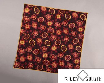 Burgundy, Orange and Gold Pocket Square/Handkerchief/Fashion