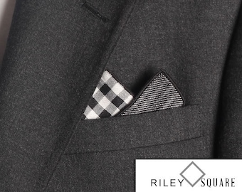 Black and White Gingham Double Cloth Pocket Square/Fashion Handkerchief