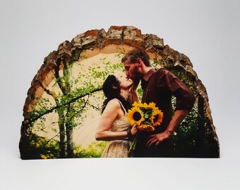 Personalisiertes HolzFoto Geschenk, 5. Jahrestag, rustikales Wohndekor, Hochzeitsgeschenk, Verlobungsgeschenk, Holz Bilderrahmen, personalisiertes Bild auf Holz