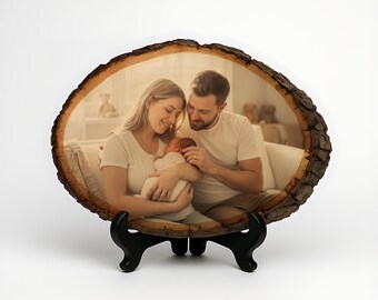 New Parents Photo on Wood - Customizable Baby Keepsake