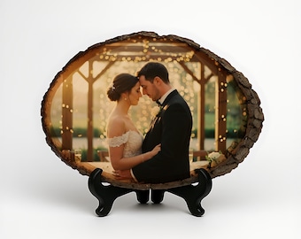 Rustic Wedding Photo Print on Wood - Bridal Shower Picture Plaque