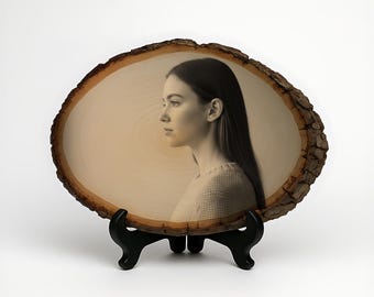 Minimalist Custom Photo on Wood Plaque - Simple Modern Photo Display