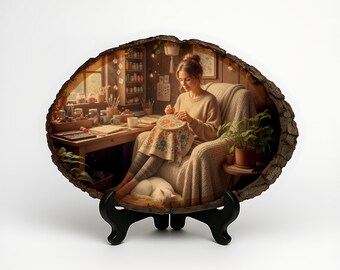 She Shed Photo Plaque - Customized Photo on Wood Slice for Her