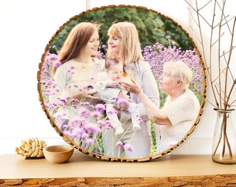 Grandma Mother's Day Gift, Personalized Wood Photo Frame, Custom Mom Picture Frame, Engraved Wooden Plaque, Customized Family Photo Display