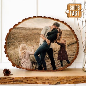 Custom Christmas Photo Gift, Our First Christmas Wooden Picture Frame, Custom Photo on Wood, Rustic Wood Engraved Photo, Gift for Him or Her