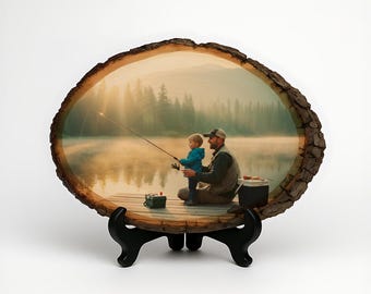 Gepersonaliseerde houten vaderdagfoto: aangepaste vaderaandenken op een houten plaquette