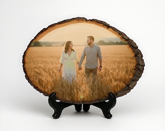 Engagement Photo on Wood - Customizable Picture Plaque for Couples