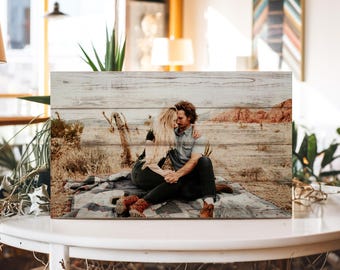 Pallet Wood Sign, Pallet Picture, Wood Plank Art, Picture on Wood, Photo Gifts, Faux Pallet, Housewarming Gift, Wedding Gifts Personalized