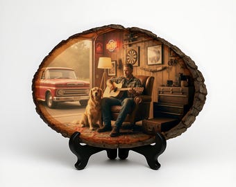 Man Cave Photo Plaque - Customizable Wood Art for Him