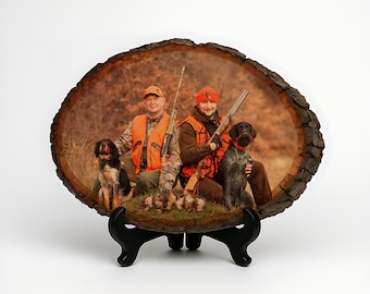 Custom Hunting Photo on Basswood: Rustic Outdoorsman Gift