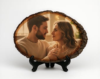 Laser Engraved Photo on Oval Wood - Custom Picture Print on Natural Wood
