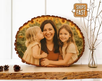 Mother’s Day Wall Art – Custom Photo Printed on Wood, Rustic Home Decor Gift for Mom